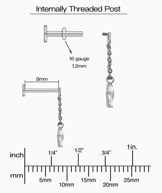 Gemstone Titanium Chain Flatback Stud - OumoJewelry