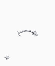 Titanium Cone Flatback Curved Barbell - Titanium - Rook, Eyebrow, Vertical Labret - Oumo Jewelry