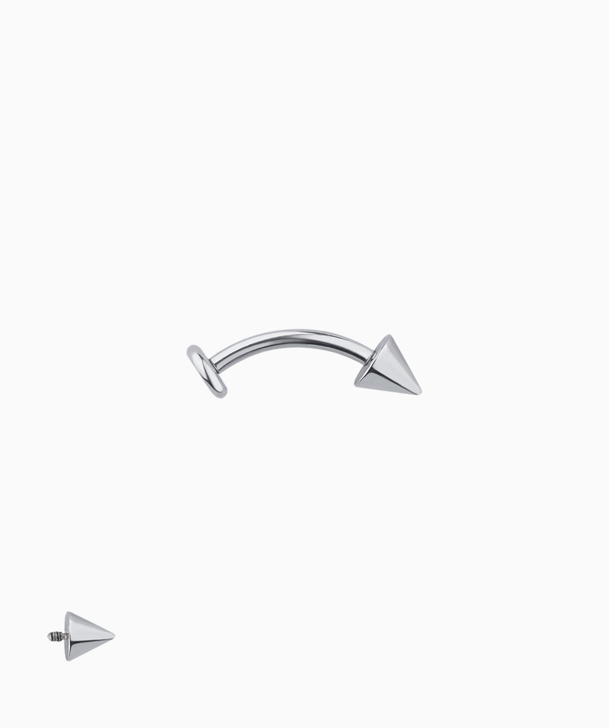 Titanium Cone Flatback Curved Barbell - Titanium - Rook, Eyebrow, Vertical Labret - Oumo Jewelry