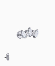 Titanium Marquise Crown Flatback Stud - Titanium - Helix, Upper Lobe, Flat - Oumo Jewelry