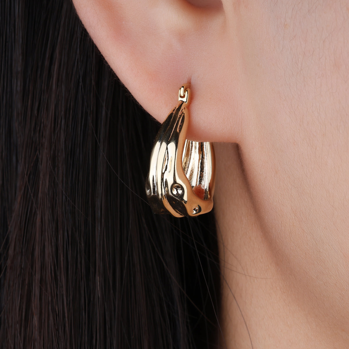 Lava Hoop Earrings - Brass - Oumo Jewelry