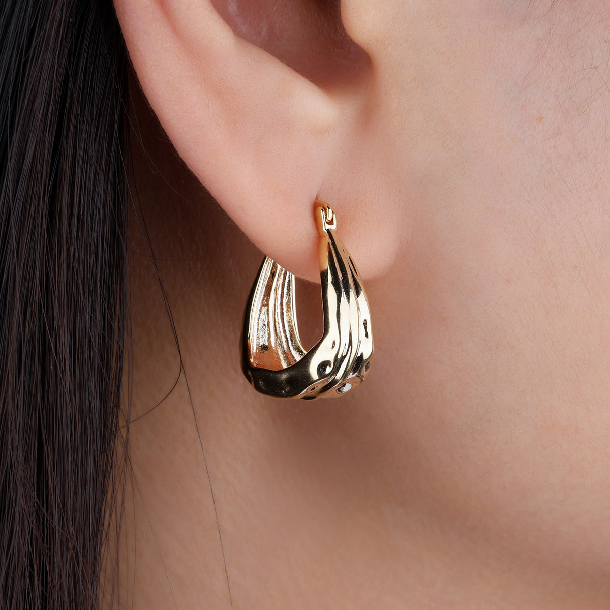 Lava Hoop Earrings - Brass - Oumo Jewelry