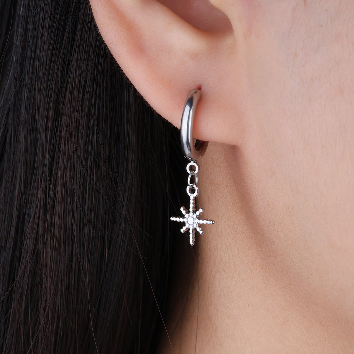 Eight-Pointed Star Drops - Stainless Steel - Oumo Jewelry