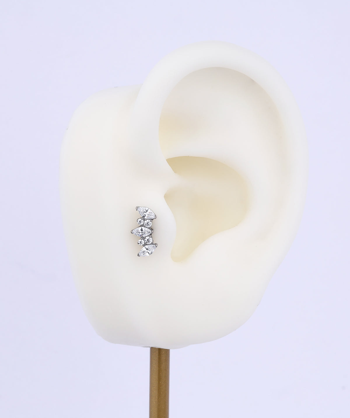 Titanium Marquise Crown Flatback Stud - Titanium - Helix, Upper Lobe, Flat - Oumo Jewelry