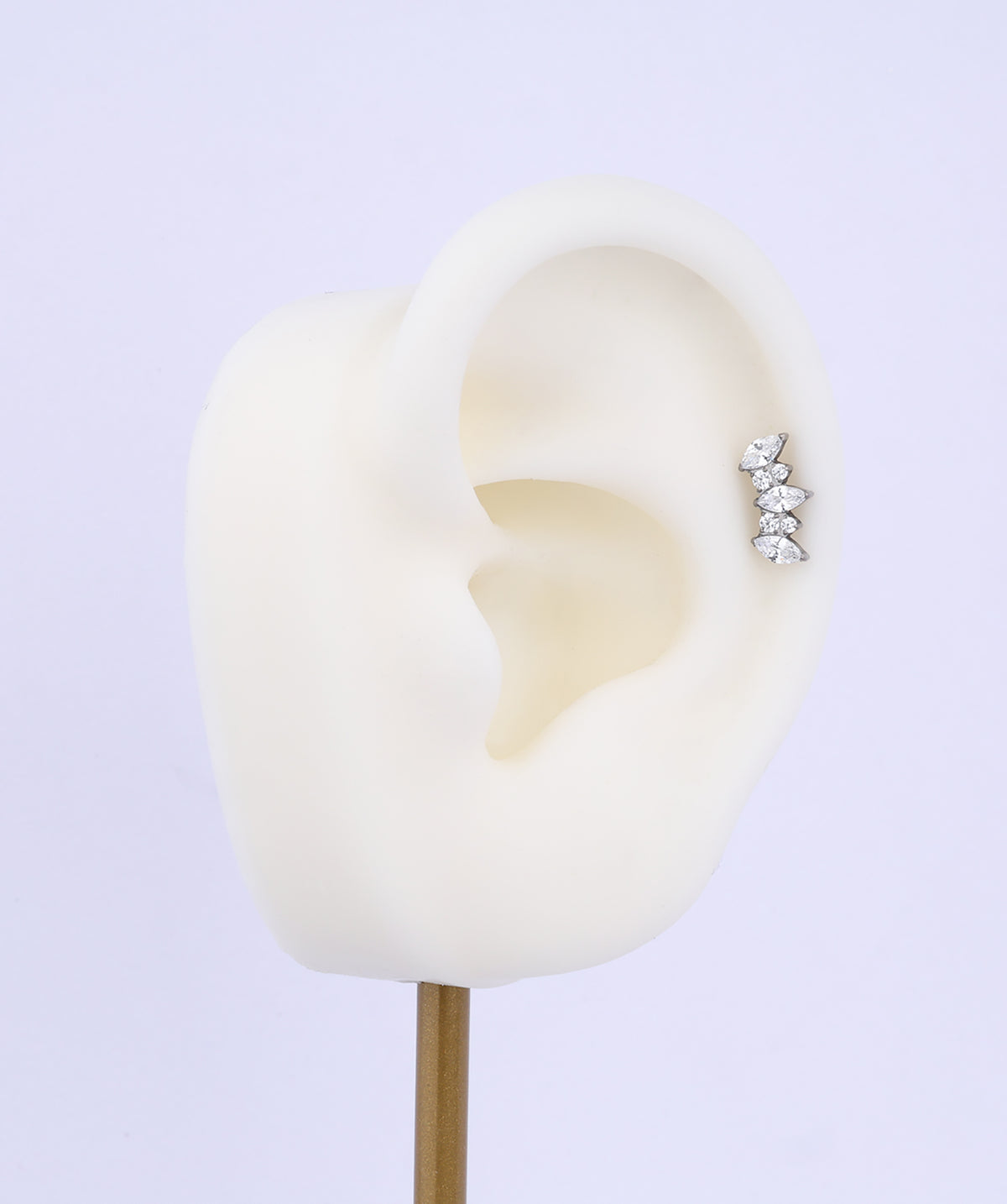Titanium Marquise Crown Flatback Stud - Titanium - Helix, Upper Lobe, Flat - Oumo Jewelry