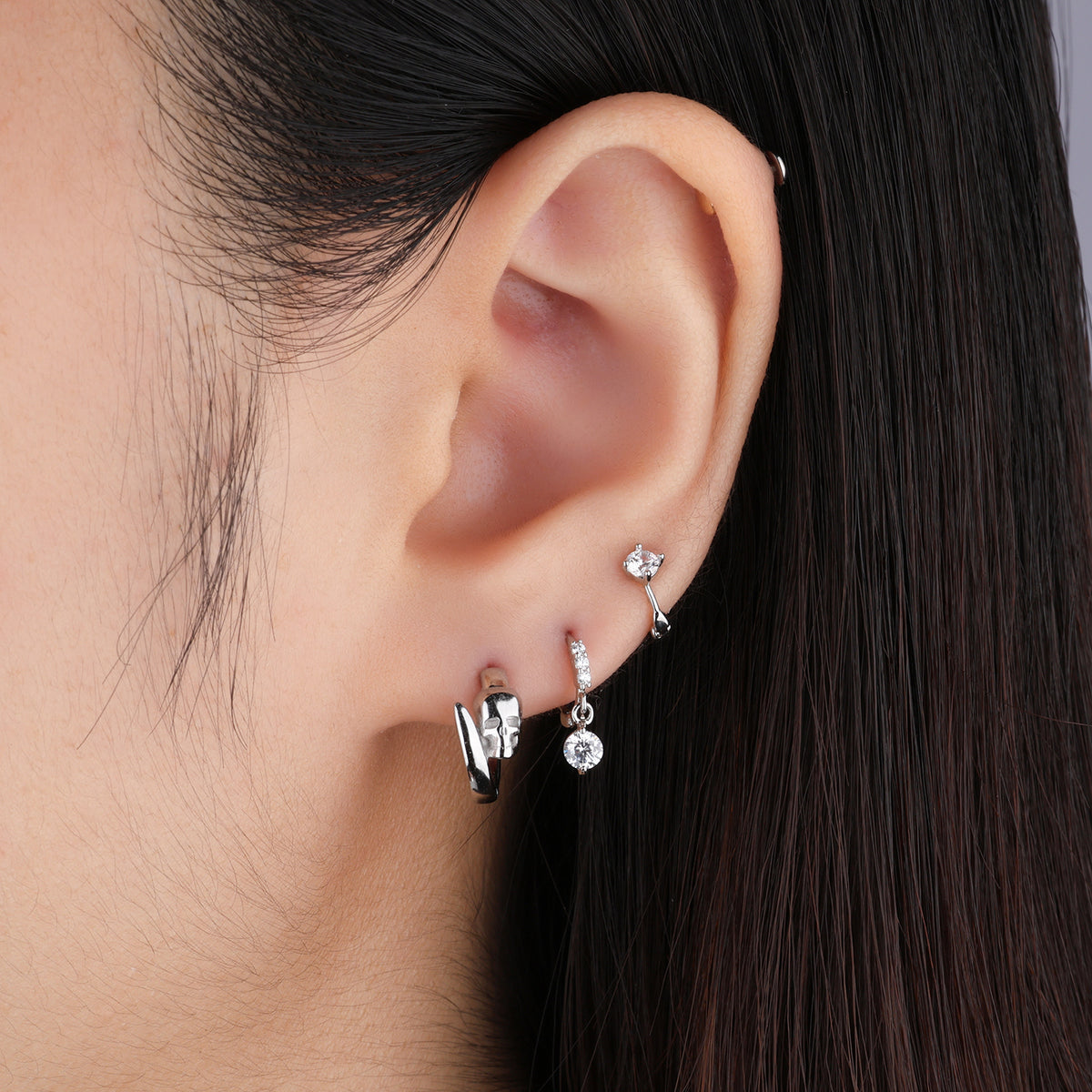 Skull Hoop Earrings - Stainless Steel - Oumo Jewelry