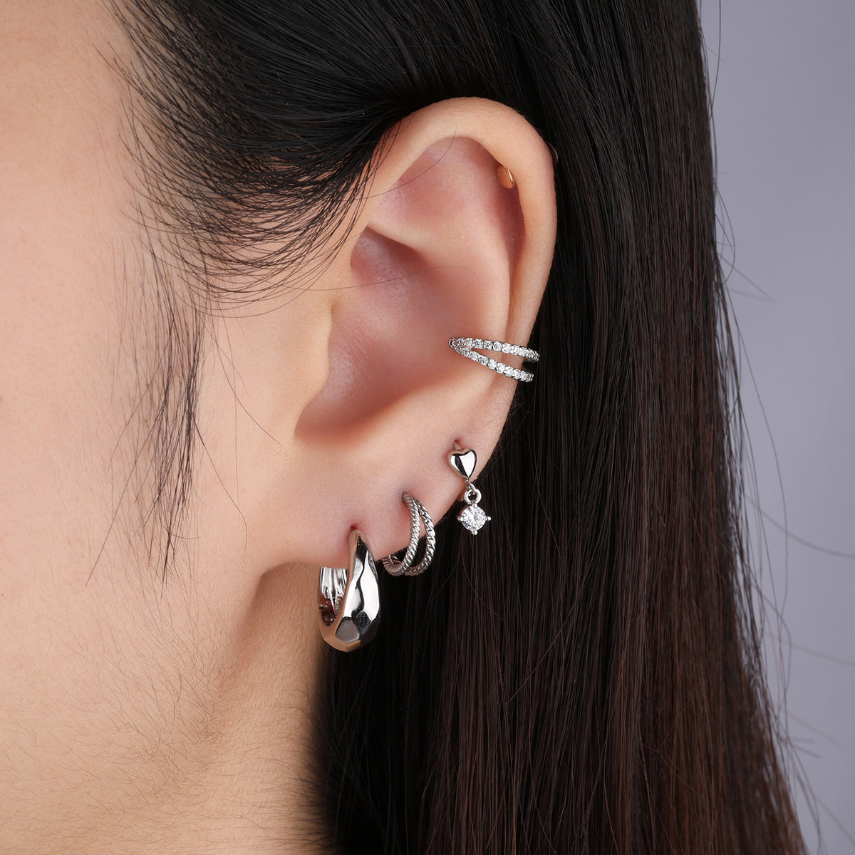 Heart Helix Hoop - Stainless Steel - Upper Lobe, Helix - Oumo Jewelry