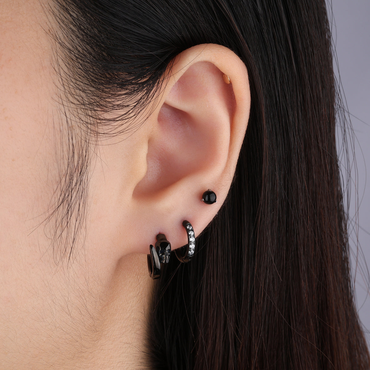 Skull Hoop Earrings - Stainless Steel - Oumo Jewelry