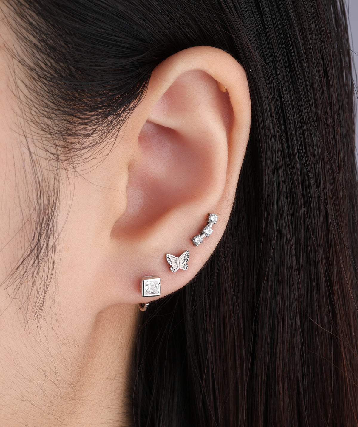 Titanium Butterfly Flatback Stud - Titanium - Helix, Upper Lobe, Conch - Oumo Jewelry