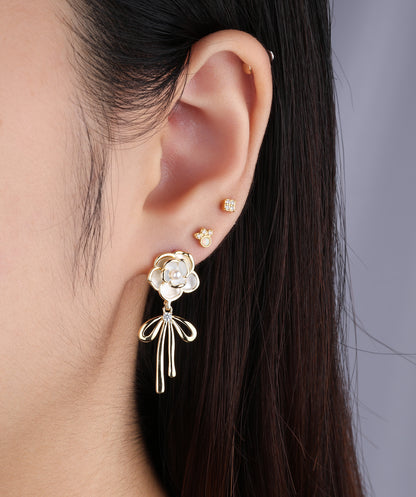 Camellia Bow Drop Earrings