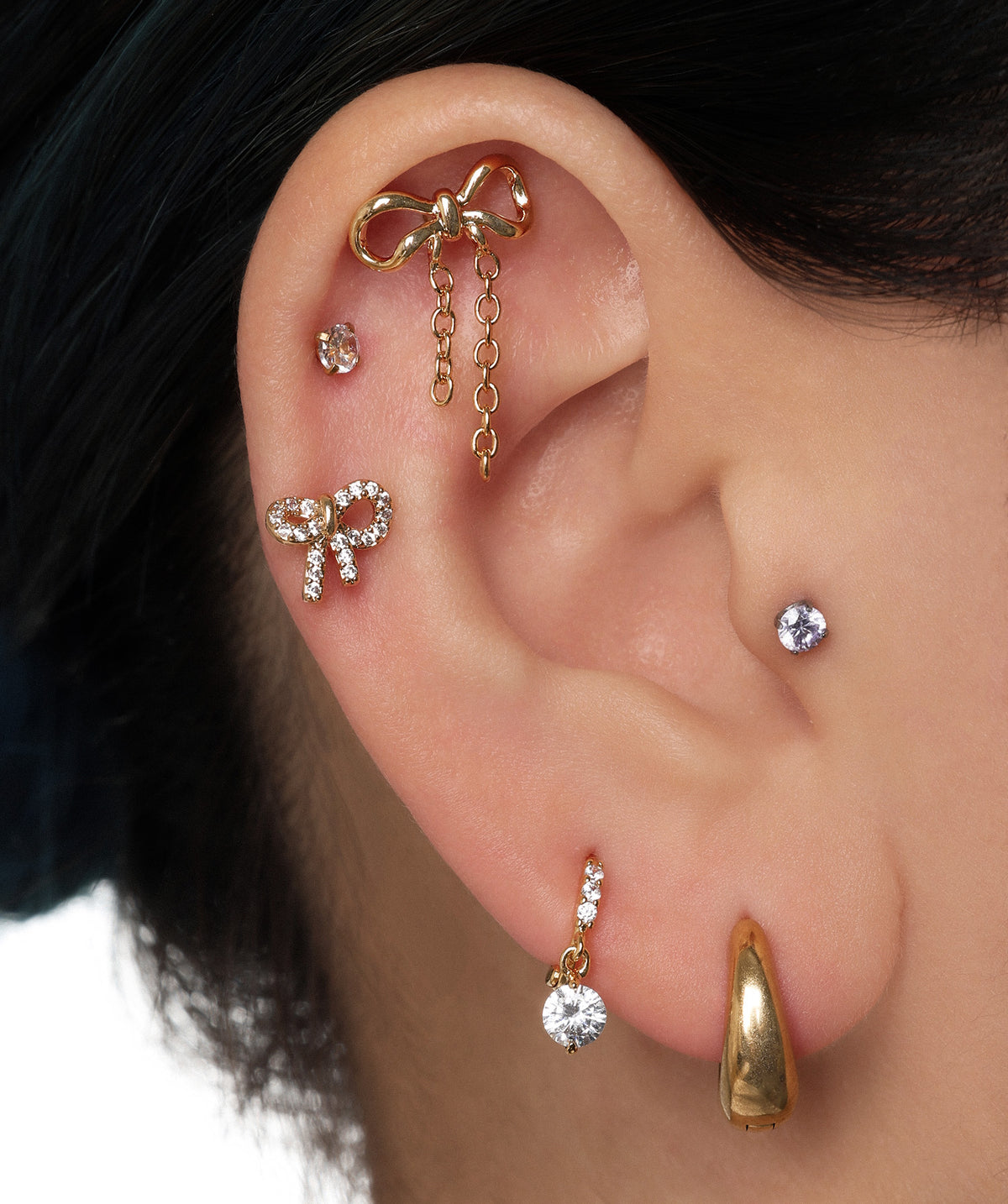 Playful Bow Stud - Stainless Steel - Upper Lobe, Helix - Oumo Jewelry
