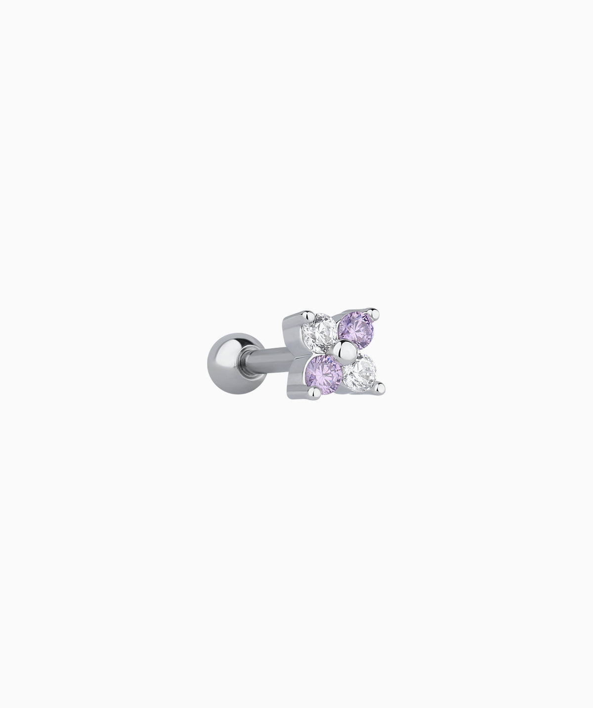 Charm Flower Stud - Stainless Steel - Upper Lobe, Helix, Flat - Oumo Jewelry