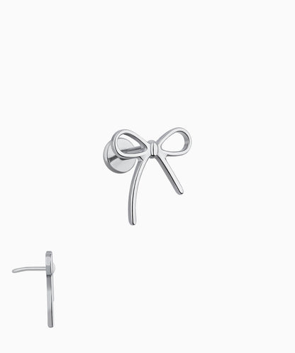 Titanium Playful Bow Stud