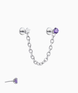 Titanium Purple Gem Star Flatback Chain - OumoJewelry