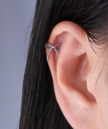 Titanium Playful Bow Stud