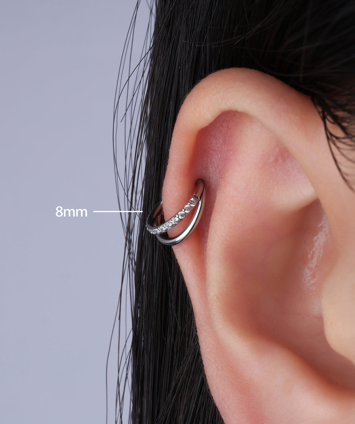 Twilight Curve Clicker Hoop - Stainless Steel - Lobe, Upper Lobe, Helix - Oumo Jewelry