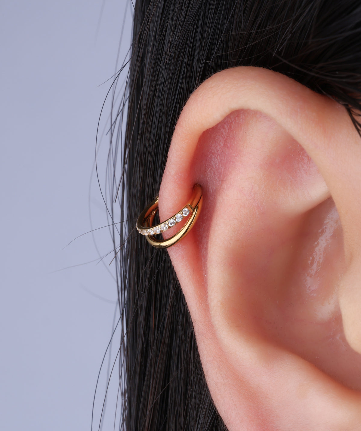 Twilight Curve Clicker Hoop - Stainless Steel - Lobe, Upper Lobe, Helix - Oumo Jewelry