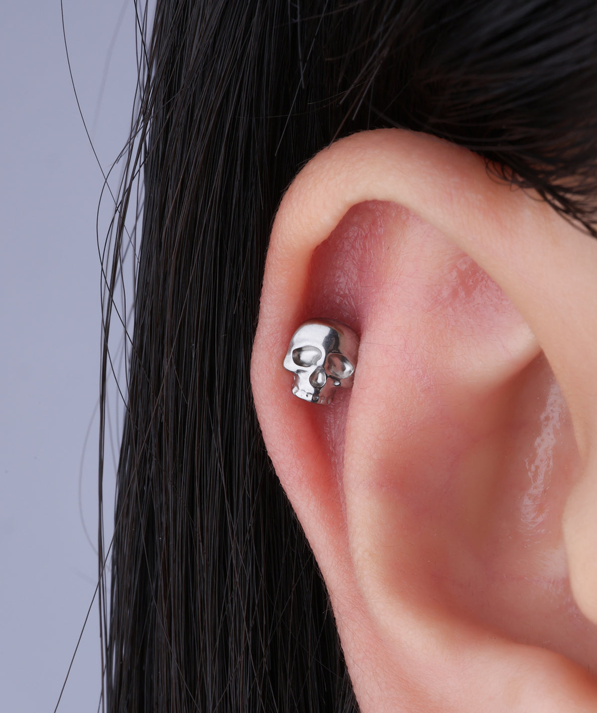 Titanium Cool Skull Flatback Stud - Titanium - Helix, Upper Lobe, Conch - Oumo Jewelry