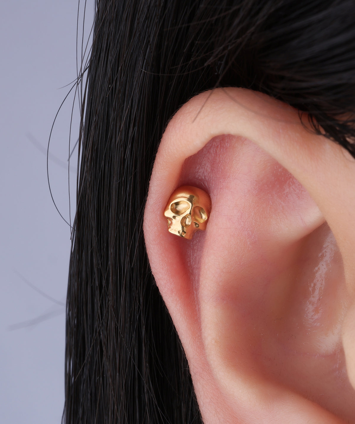 Titanium Cool Skull Flatback Stud - Titanium - Helix, Upper Lobe, Conch - Oumo Jewelry