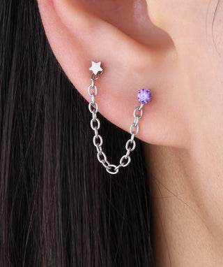 Titanium Purple Gem Star Flatback Chain - OumoJewelry