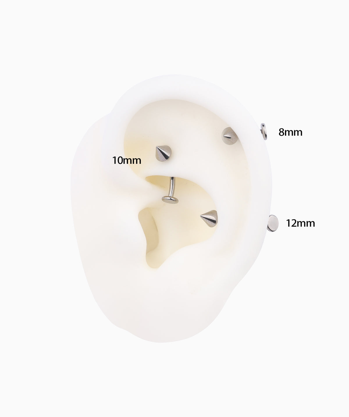 Titanium Cone Flatback Curved Barbell - Titanium - Rook, Eyebrow, Vertical Labret - Oumo Jewelry