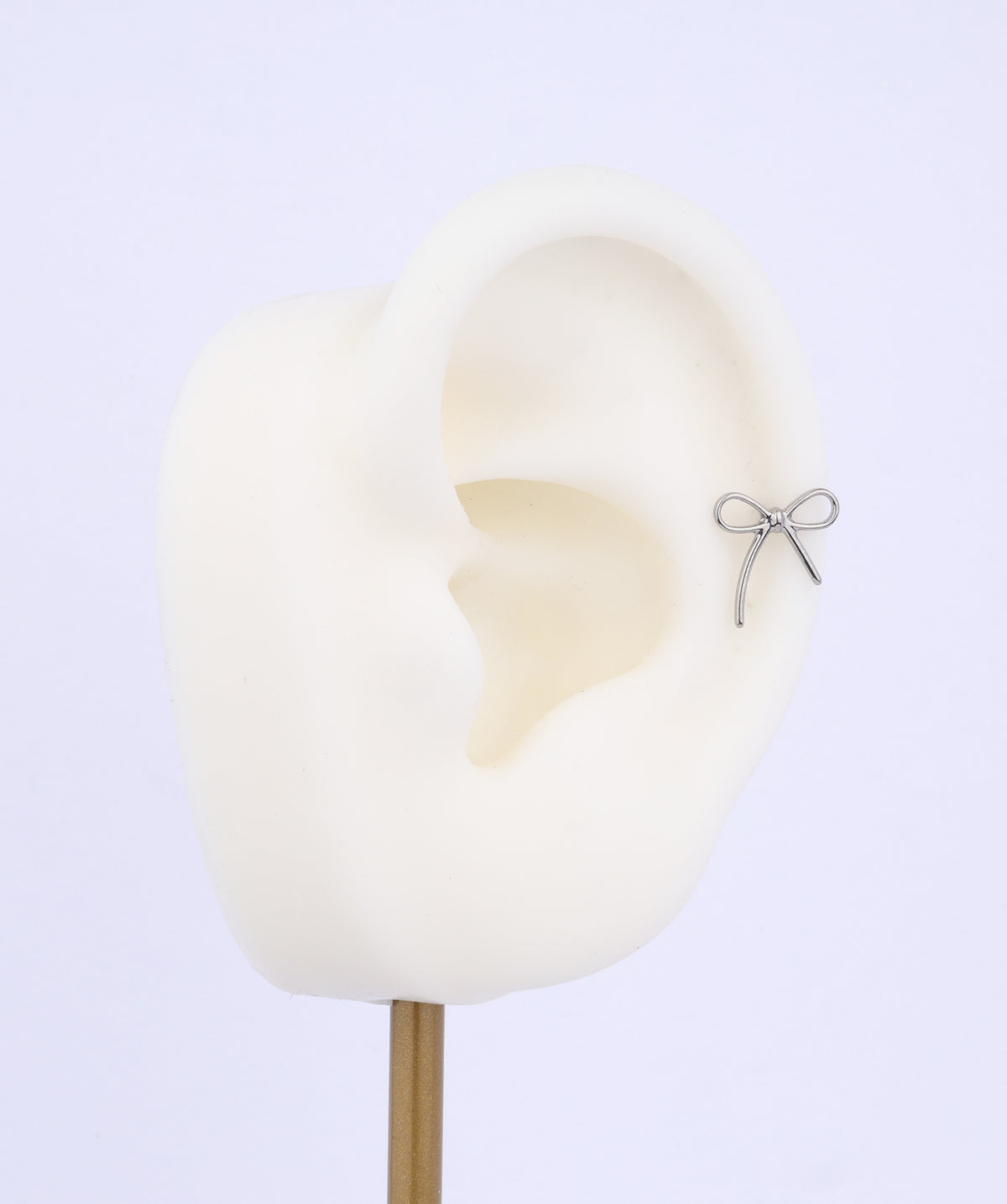 Titanium Playful Bow Threadless Flatback Stud - Titanium - Helix, Upper Lobe, Flat - Oumo Jewelry