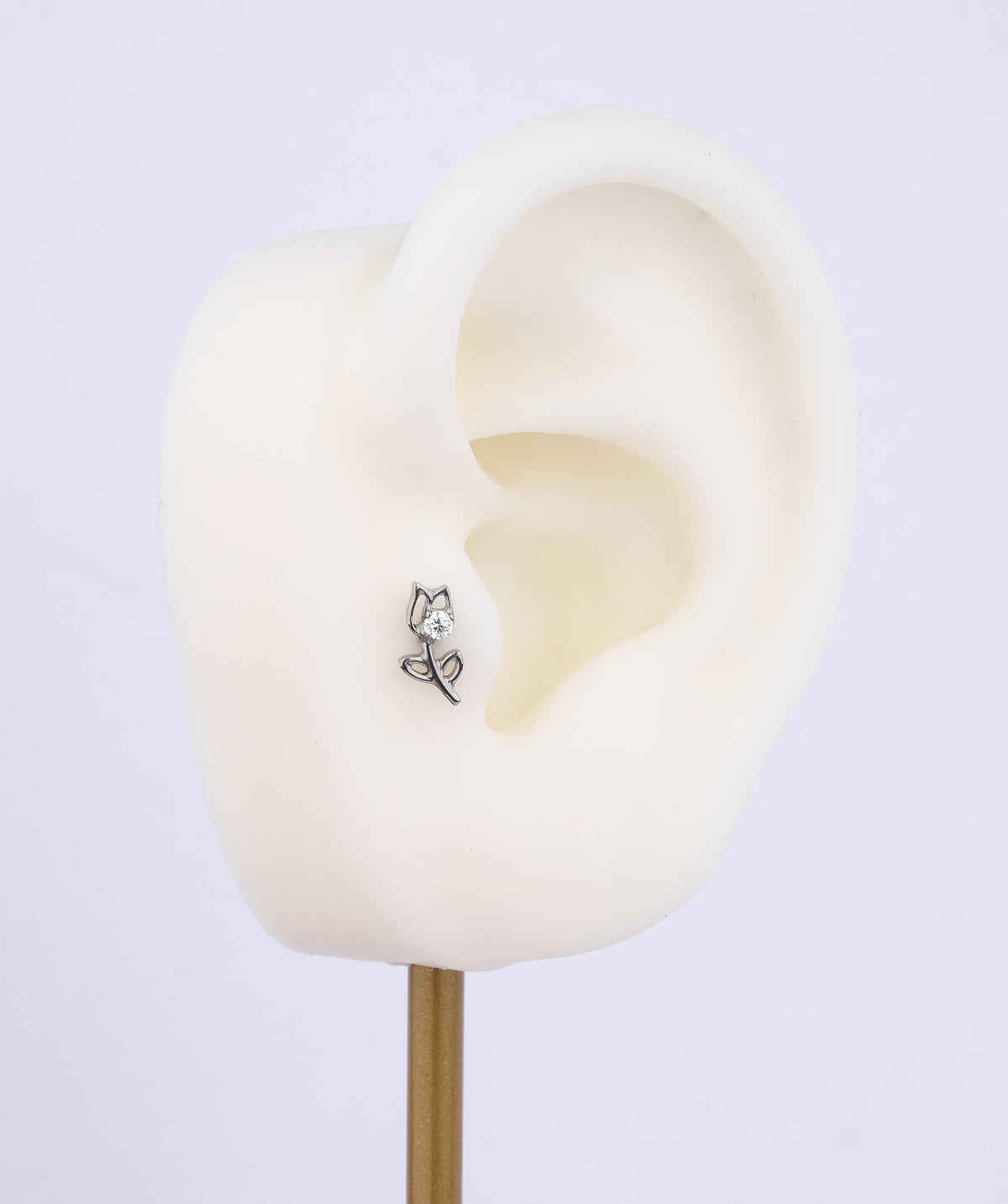 Titanium Rose Flower Flatback Stud - Titanium - Helix, Upper Lobe, Conch - Oumo Jewelry