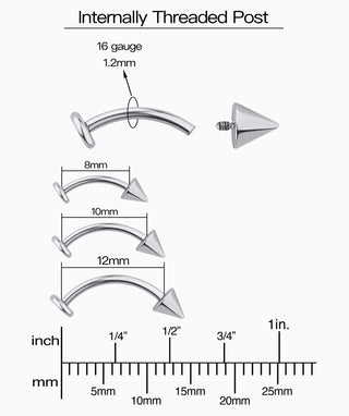 Titanium Cone Flatback Curved Barbell - OumoJewelry