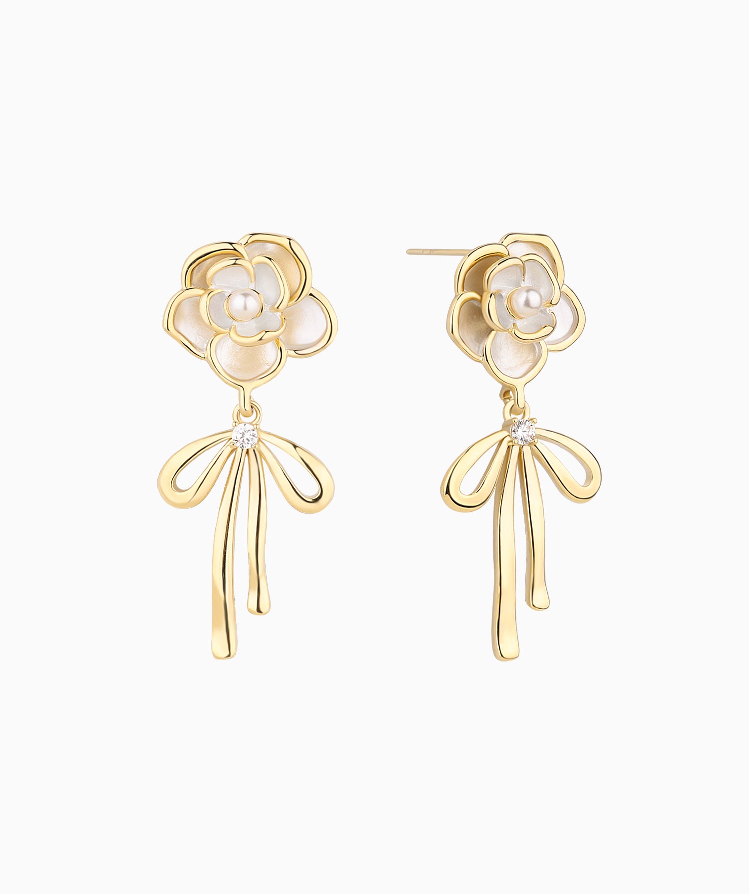 Camellia Bow Drop Earrings