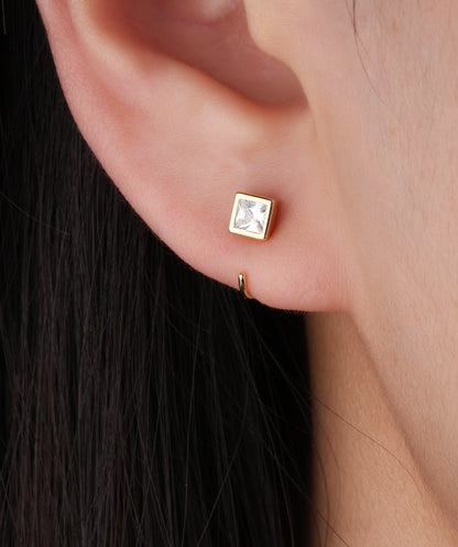 Square Gemstone Earrings