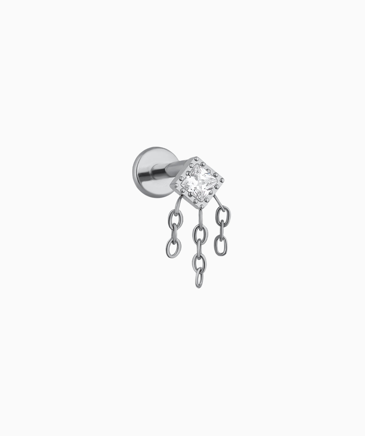 Titanium Rhombus Chain Flatback Drop - Titanium - Helix, Upper Lobe, Flat - Oumo Jewelry
