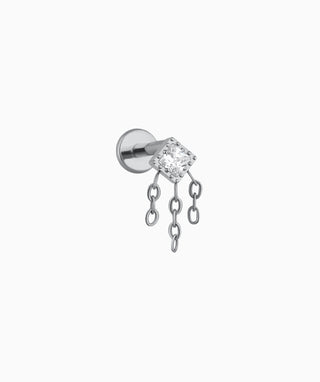 Titanium Rhombus Chain Flatback Drop - OumoJewelry