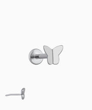Titanium Simple Butterfly Flatback Stud - Titanium - Helix, Conch, Upper Lobe - Oumo Jewelry