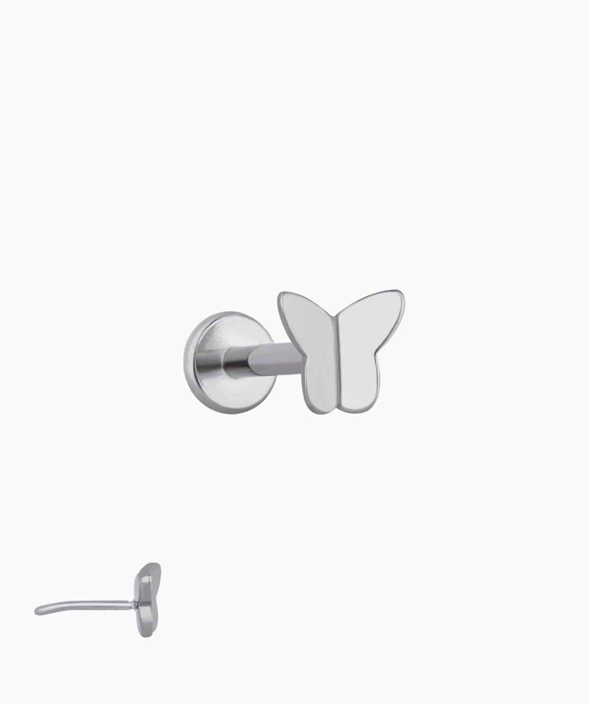 Titanium Simple Butterfly Flatback Stud - Titanium - Helix, Conch, Upper Lobe - Oumo Jewelry