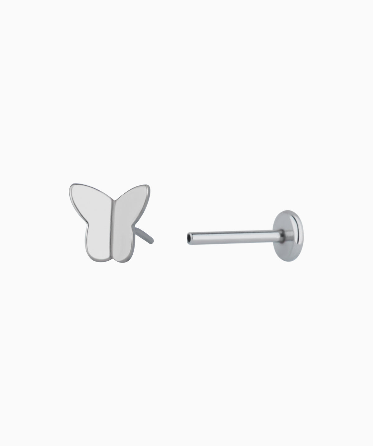 Titanium Simple Butterfly Flatback Stud - Titanium - Helix, Conch, Upper Lobe - Oumo Jewelry