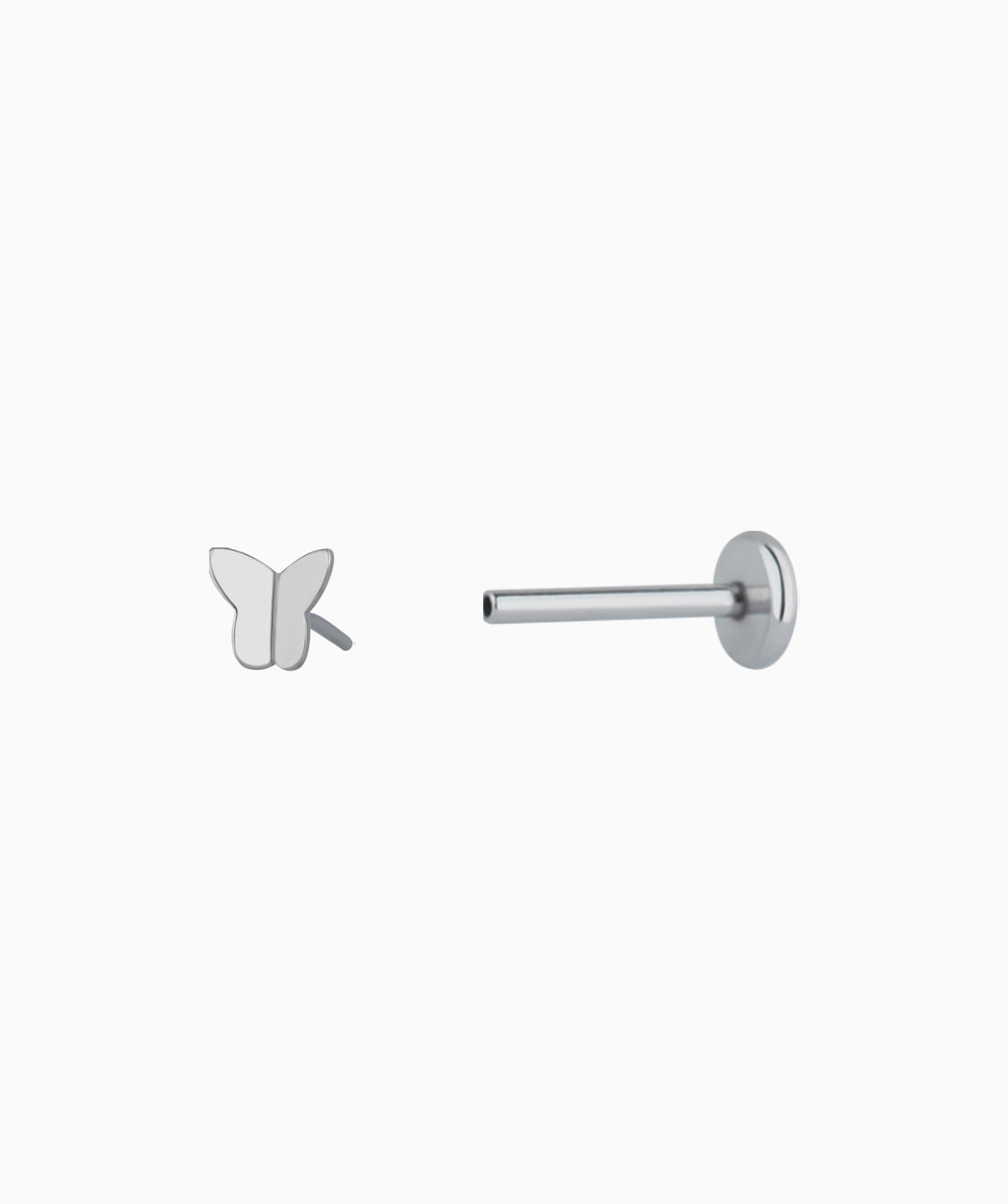 Titanium Simple Butterfly Flatback Stud - Titanium - Helix, Conch, Upper Lobe - Oumo Jewelry