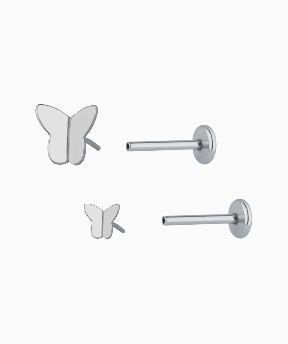 Titanium Simple Butterfly Flatback Stud - Titanium - Helix, Conch, Upper Lobe - Oumo Jewelry