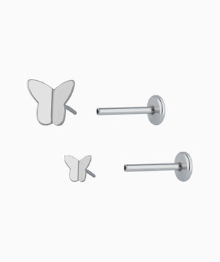 Titanium Simple Butterfly Flatback Stud - OumoJewelry
