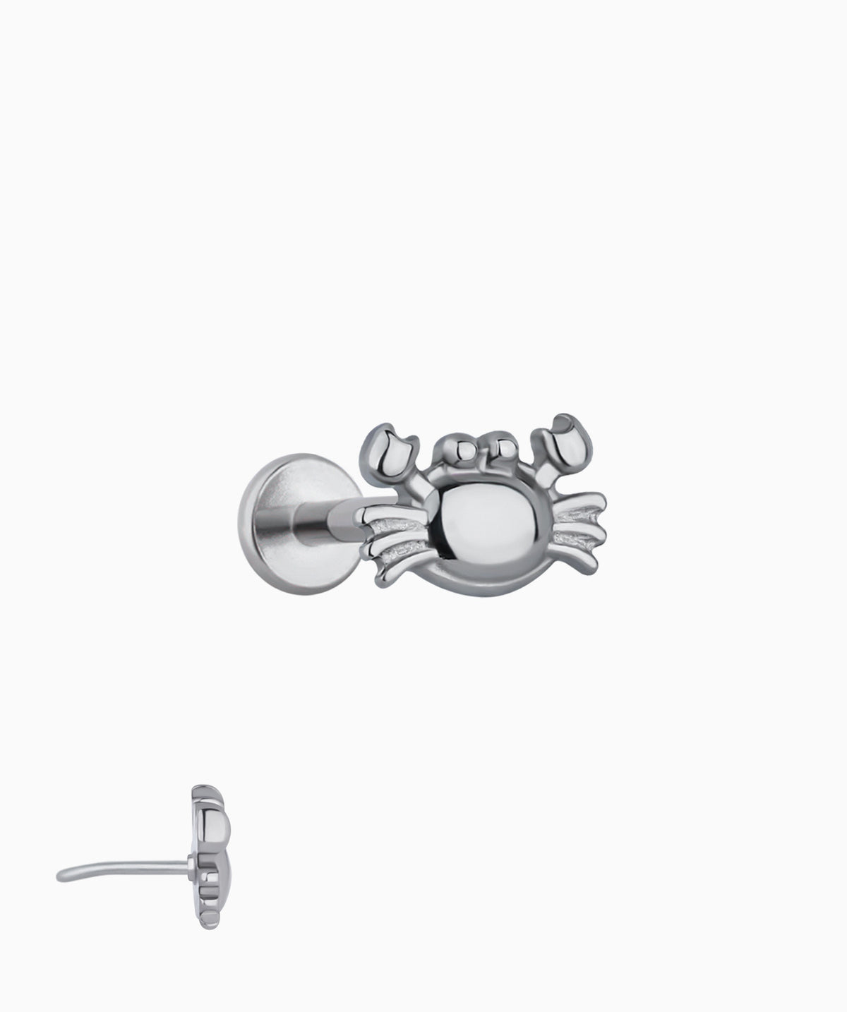 Titanium Crab Flatback Stud - Titanium - Helix, Upper Lobe, Conch - Oumo Jewelry