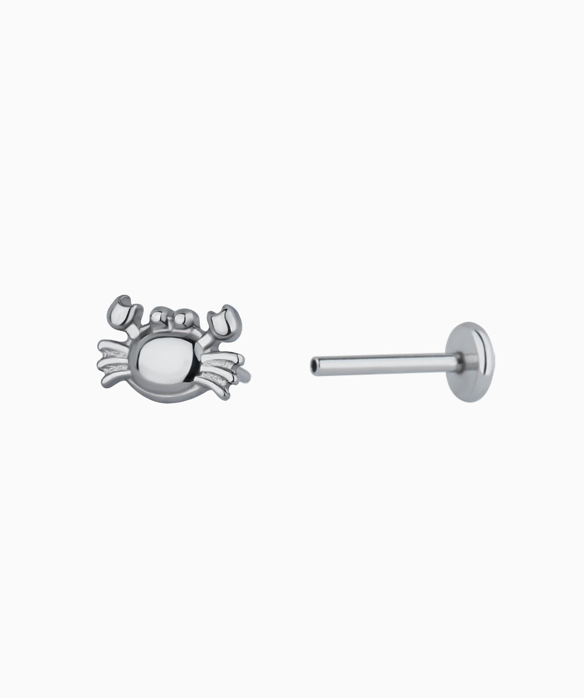 Titanium Crab Flatback Stud - Titanium - Helix, Upper Lobe, Conch - Oumo Jewelry