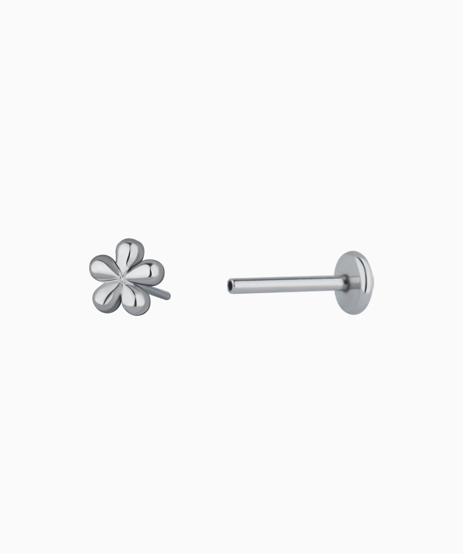 Titanium Flower Flatback Stud