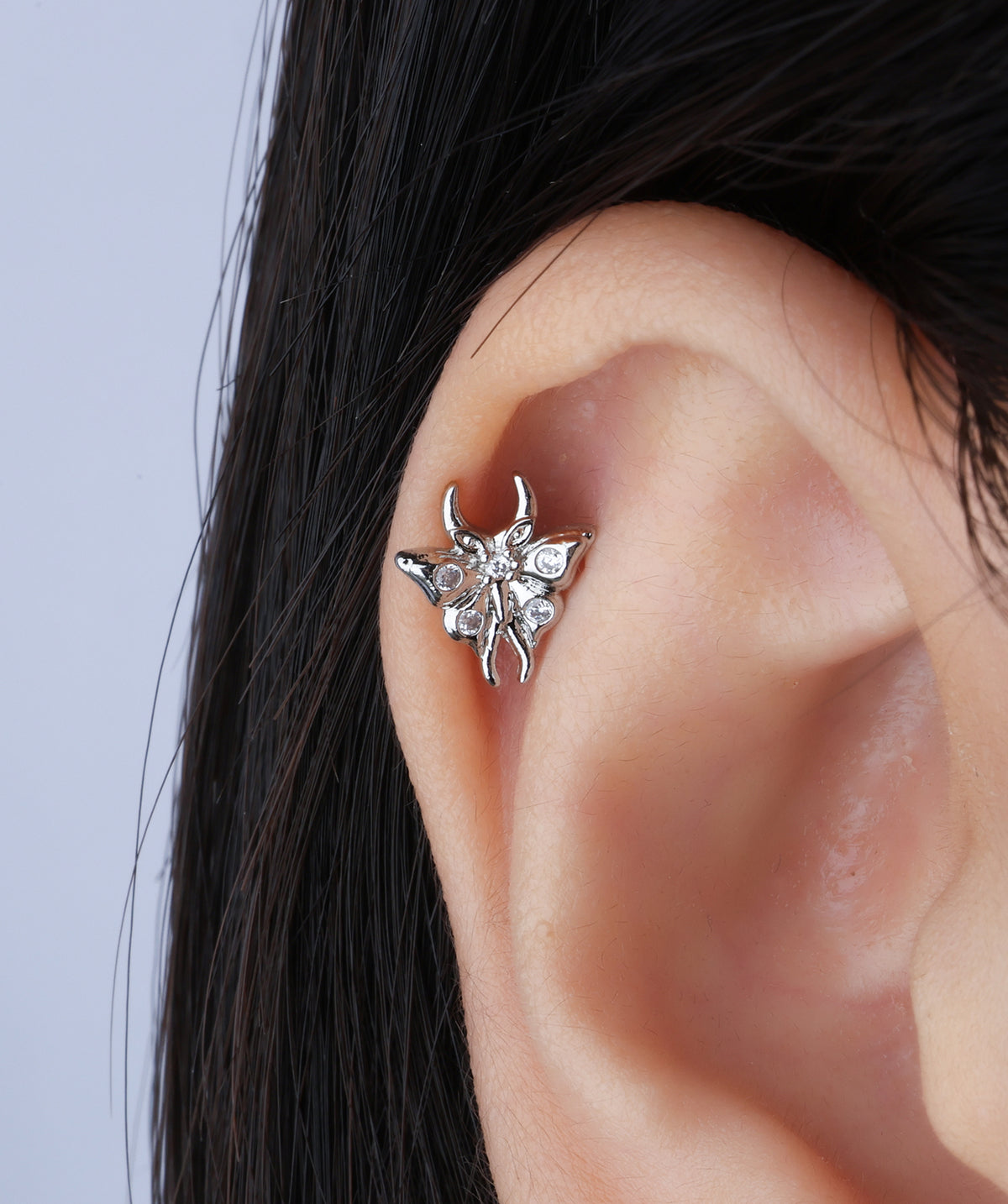 Devil Butterfly Stud - Stainless Steel - Upper Lobe, Helix - Oumo Jewelry