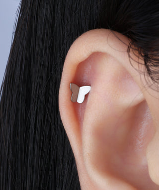 Titanium Simple Butterfly Flatback Stud - OumoJewelry