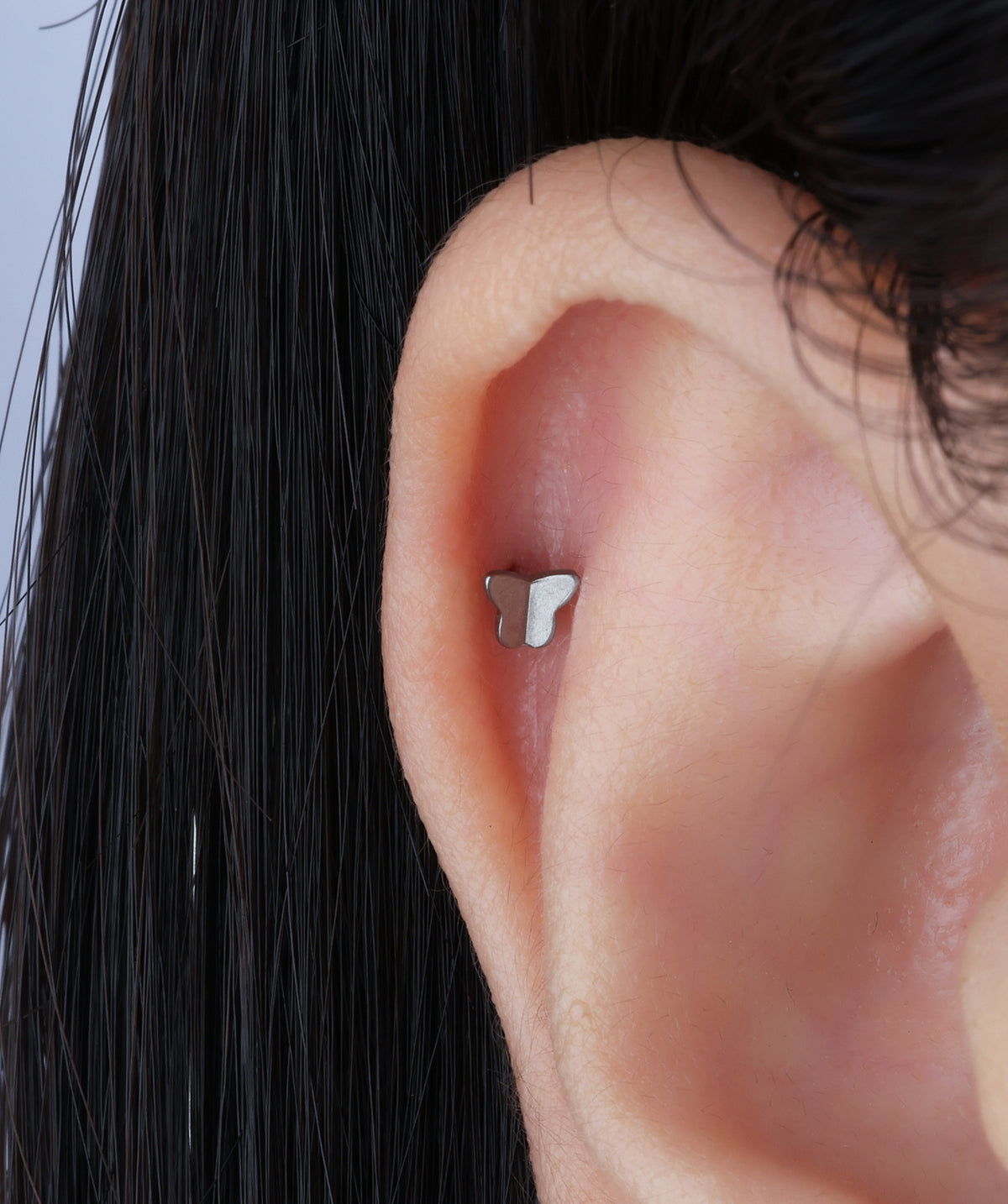 Titanium Simple Butterfly Flatback Stud - Titanium - Helix, Conch, Upper Lobe - Oumo Jewelry