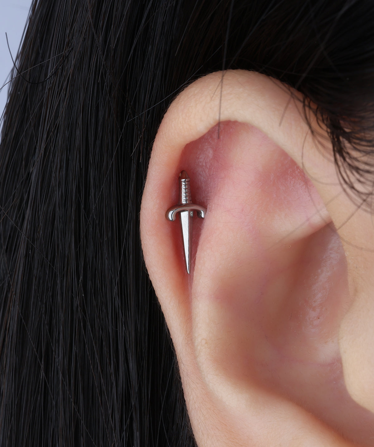 Titanium Sword Flatback Stud - Titanium - Helix, Upper Lobe, Conch - Oumo Jewelry
