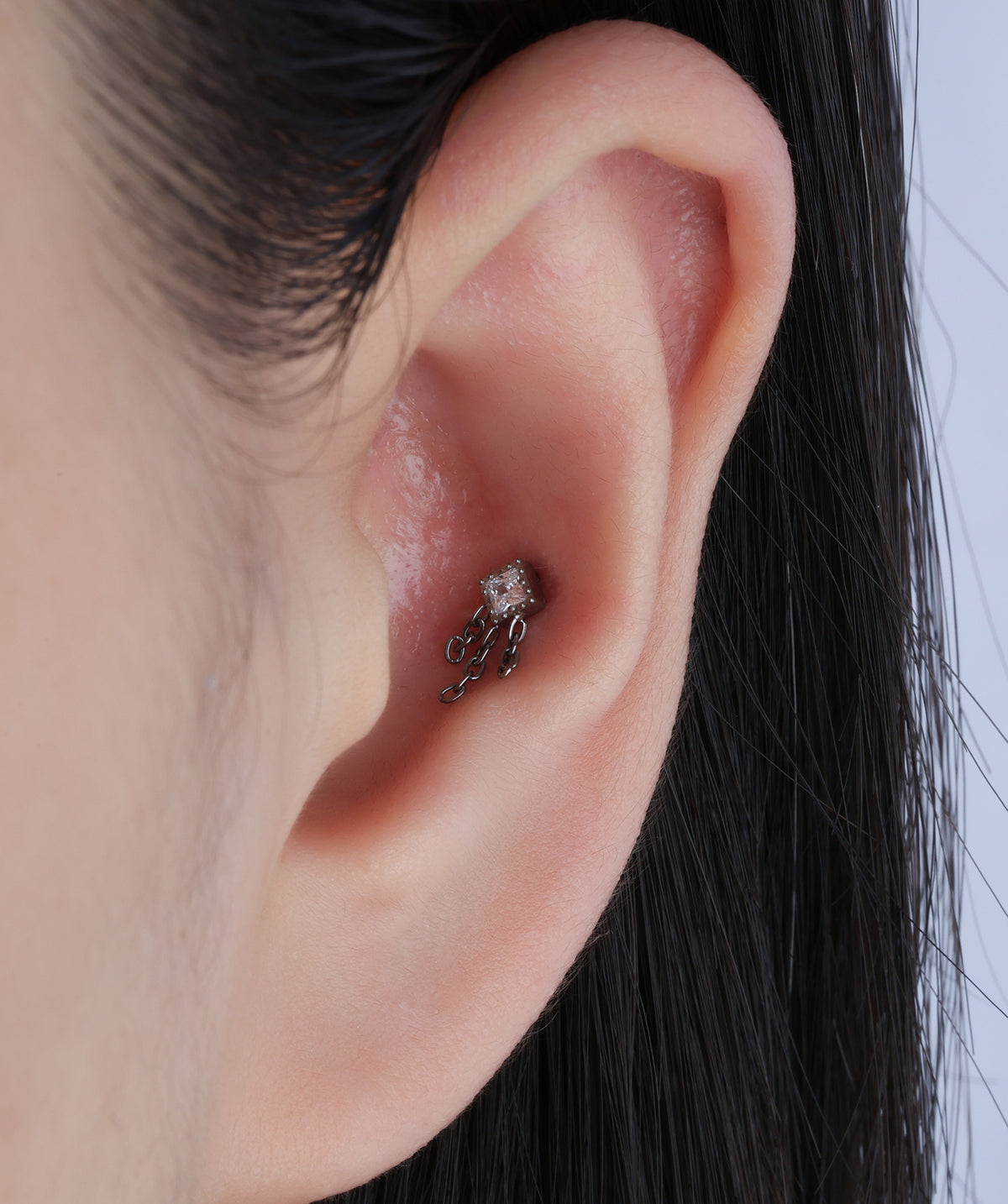 Titanium Rhombus Chain Flatback Drop - Titanium - Helix, Upper Lobe, Flat - Oumo Jewelry