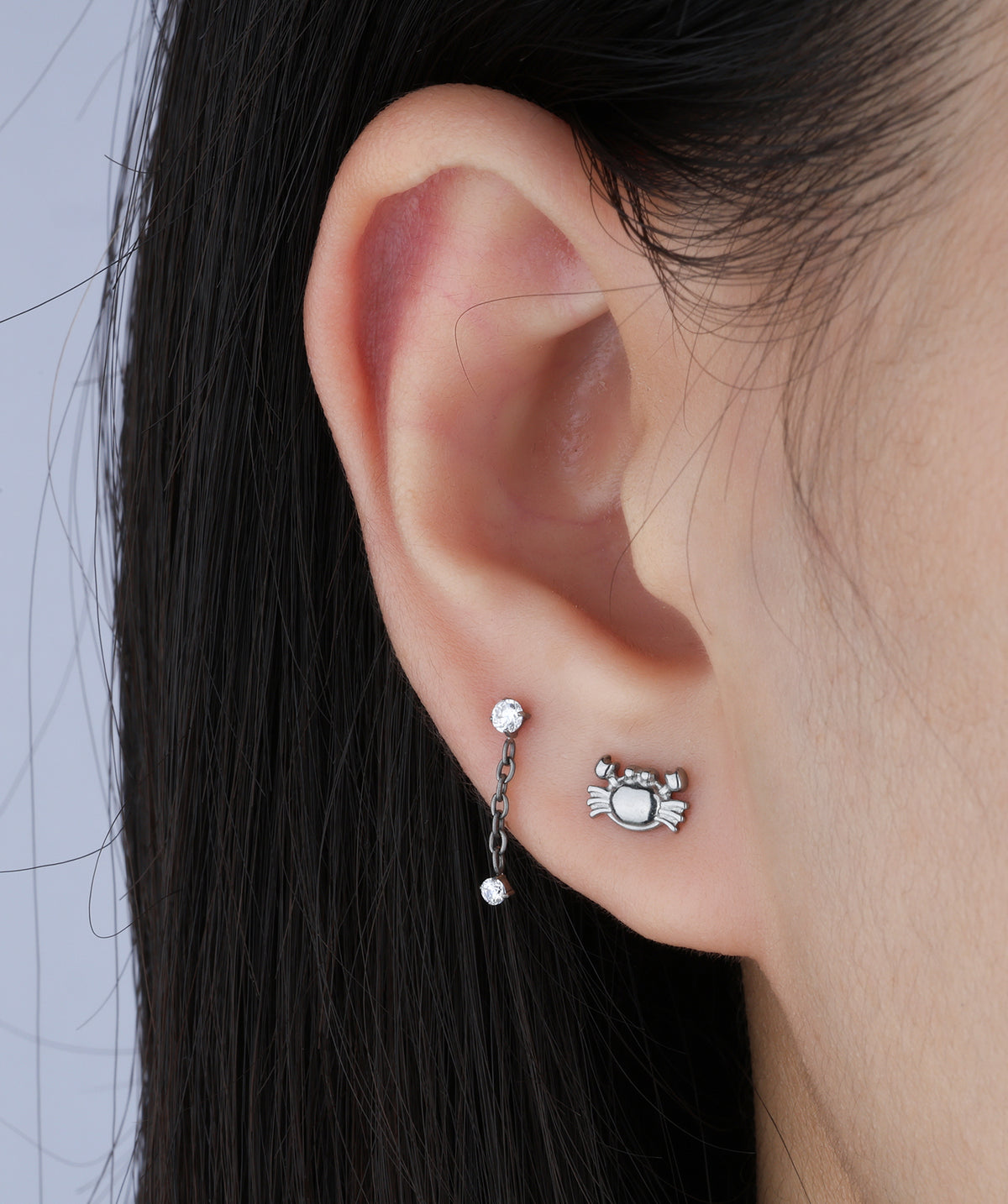 Titanium Crab Flatback Stud - Titanium - Helix, Upper Lobe, Conch - Oumo Jewelry