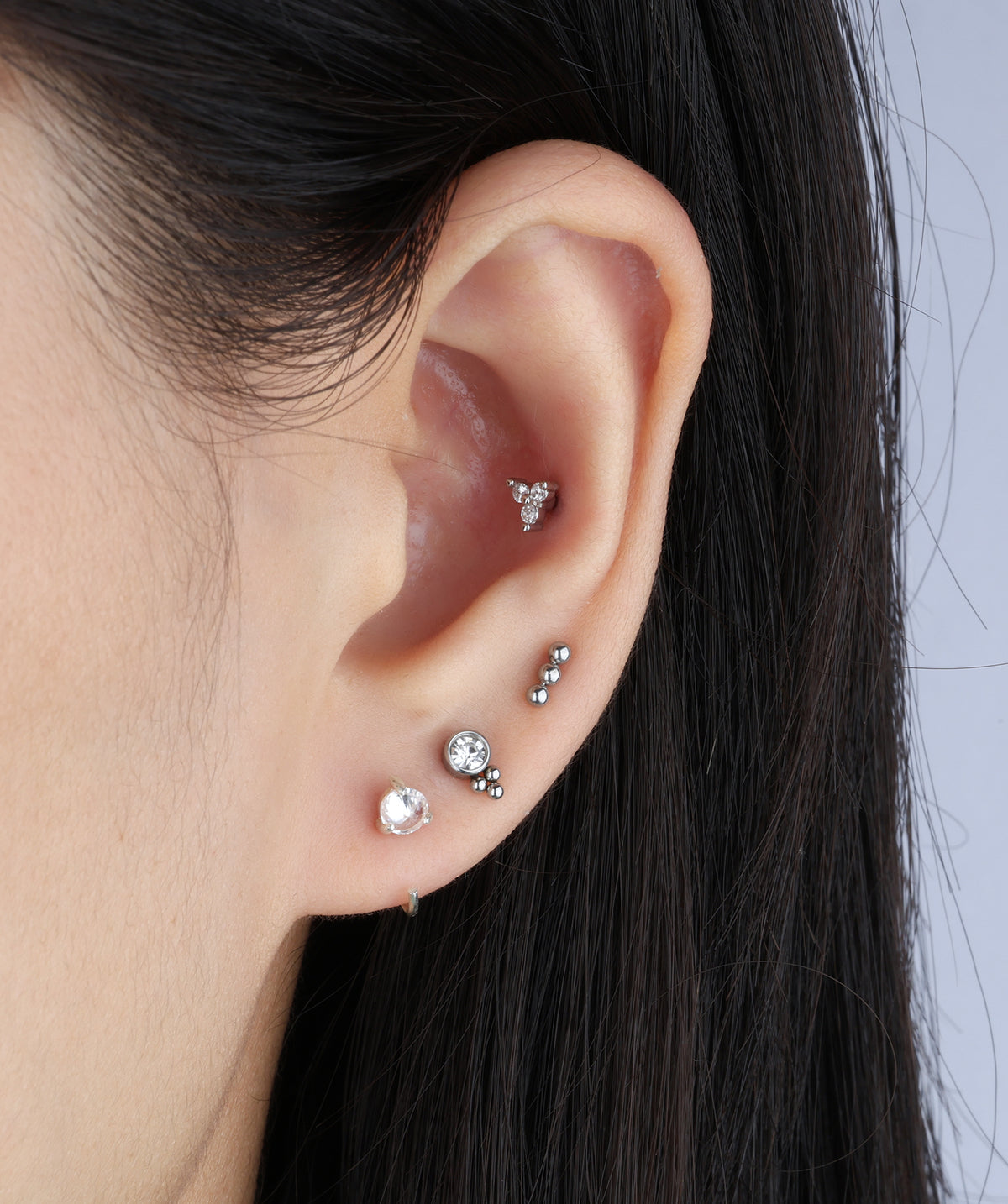 Dreamy Flatback Stud - Stainless Steel - Helix, Upper Lobe, Conch - Oumo Jewelry