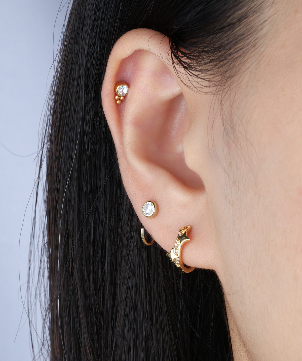 Dreamy Flatback Stud - Stainless Steel - Helix, Upper Lobe, Conch - Oumo Jewelry
