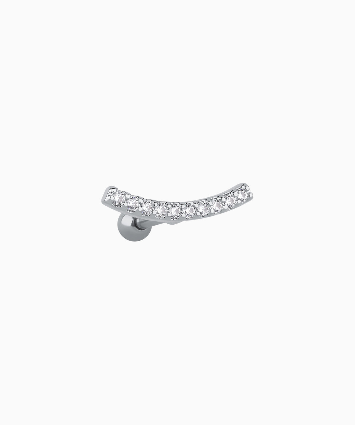 Sparkly Curved Stud - Stainless Steel - Upper Lobe, Helix, Flat - Oumo Jewelry